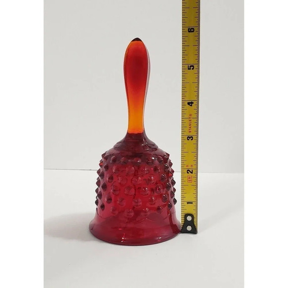 Vintage Fenton Ruby Red Amberina Hobnail Bell Glass Bell - Picture 7 of 8